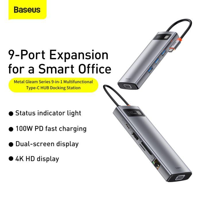 Baseus Metal Gleam Series 9 in 1 Type-C Multifunctional Hub