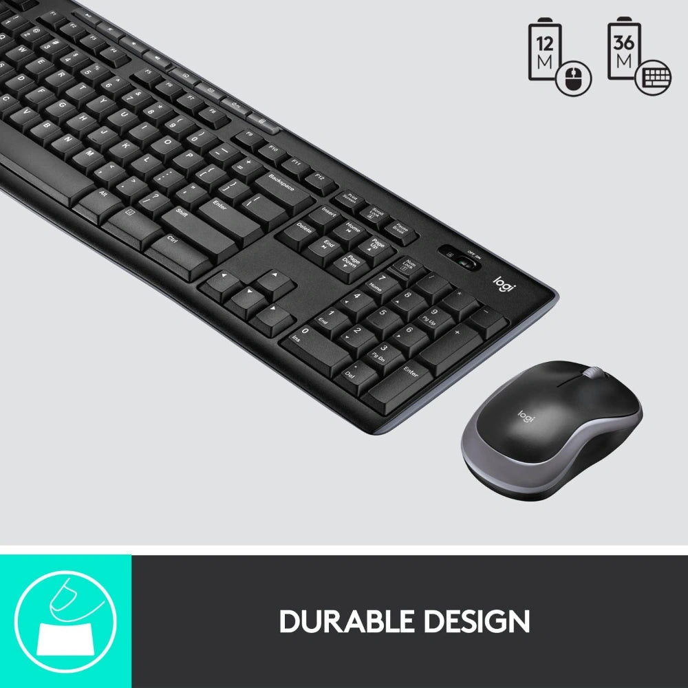 Logitech MK275 Wireless Keyboard and Mouse Combo – Black