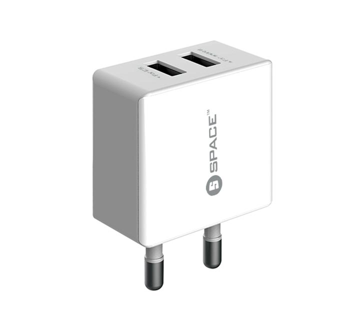 SPACE WC-102 Dual Port USB 2.4A Wall Charger (with Micro USB Cable)
