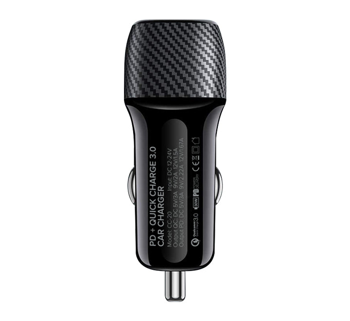SPACE CC-20 30Watt Car Charger (Single Port + Type-C Port)