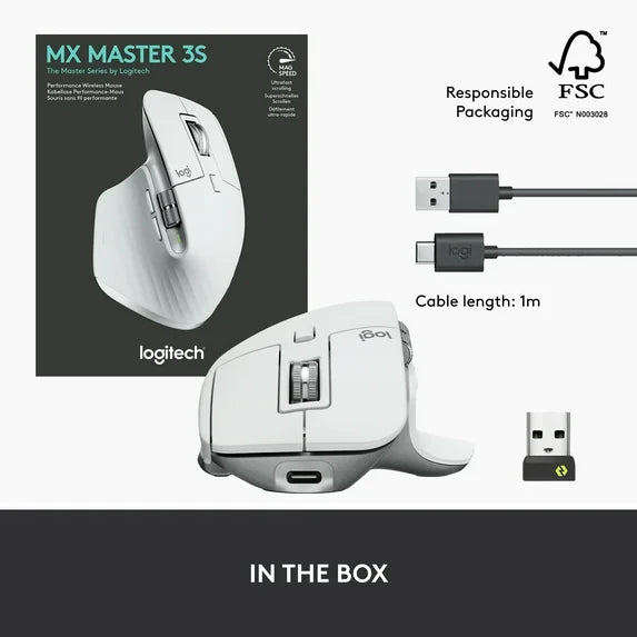 Logitech MX Master 3S Wireless Performance Mouse – Pale Grey
