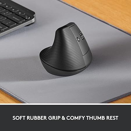 Logitech Lift Vertical Wireless Mouse – Comfort Meets Style (Gray, Black & Rose)