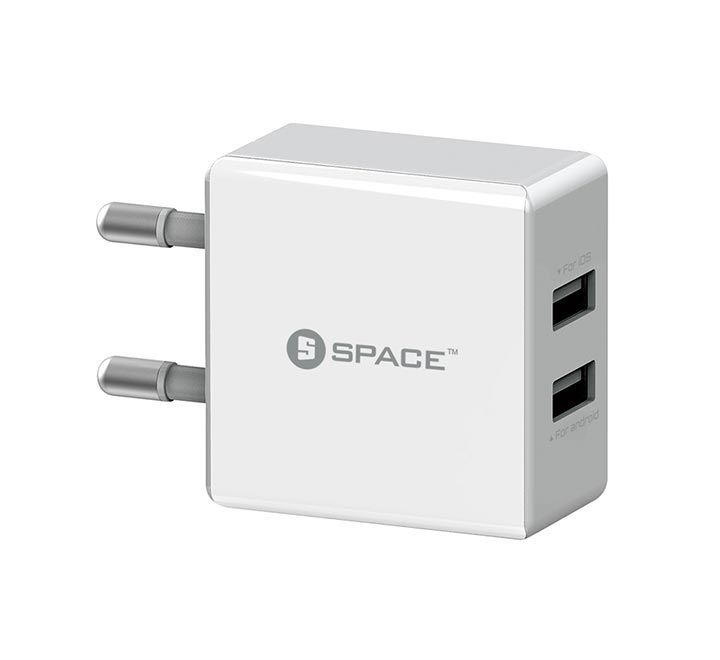 SPACE WC-102 Dual Port USB 2.4A Wall Charger (with Micro USB Cable)