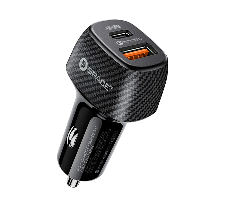 SPACE CC-20 30Watt Car Charger (Single Port + Type-C Port)
