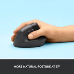 Logitech Lift Vertical Wireless Mouse – Comfort Meets Style (Gray, Black & Rose)