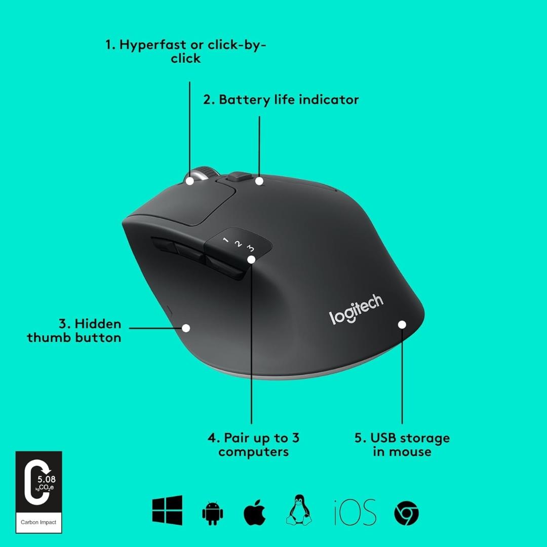 Logitech M720 Triathlon Wireless Mouse – Black