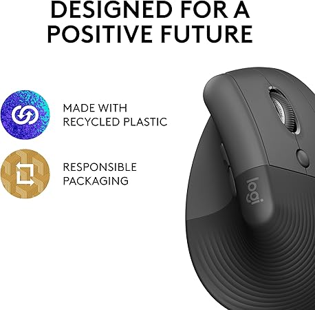 Logitech Lift Vertical Wireless Mouse – Comfort Meets Style (Gray, Black & Rose)