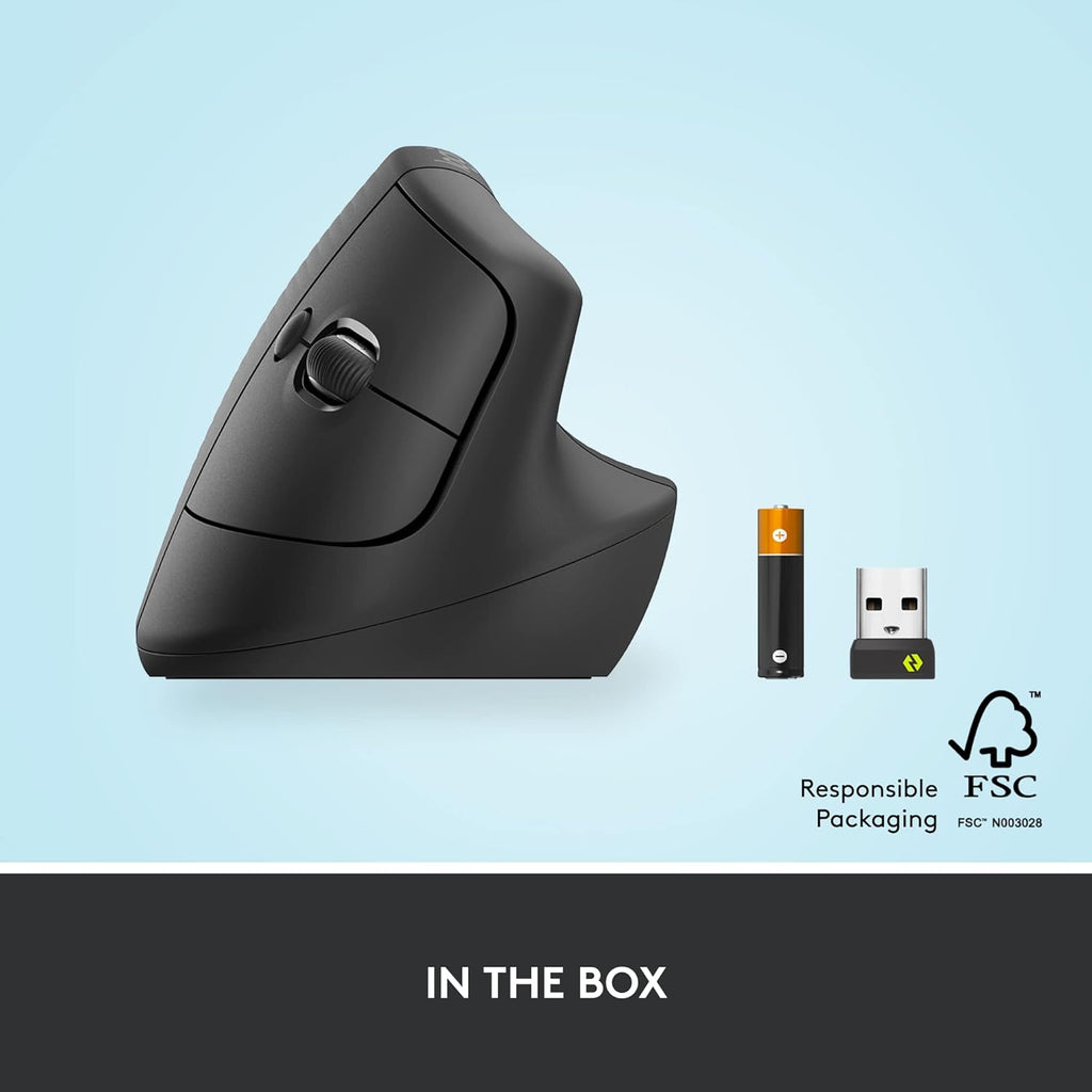 Logitech Lift Vertical Wireless Mouse – Comfort Meets Style (Gray, Black & Rose)