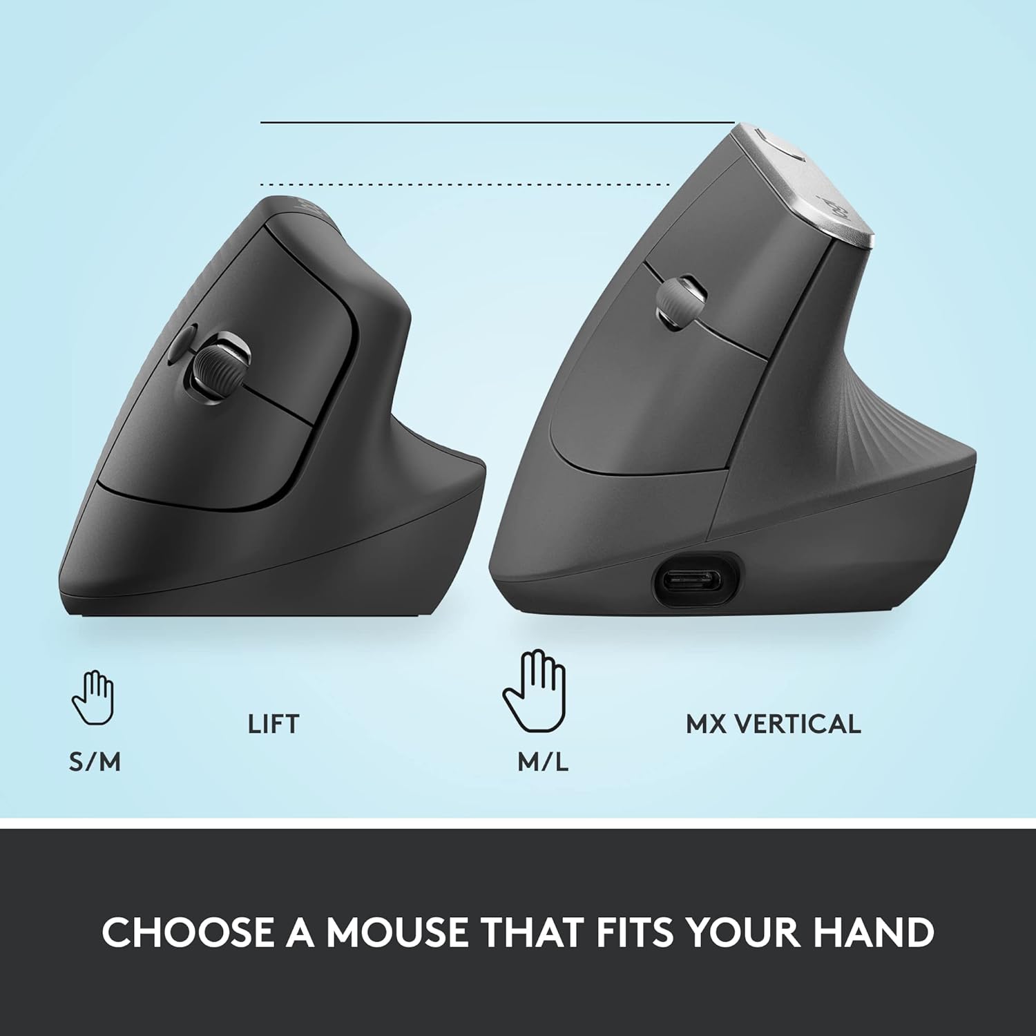 Logitech Lift Vertical Wireless Mouse – Comfort Meets Style (Gray, Black & Rose)