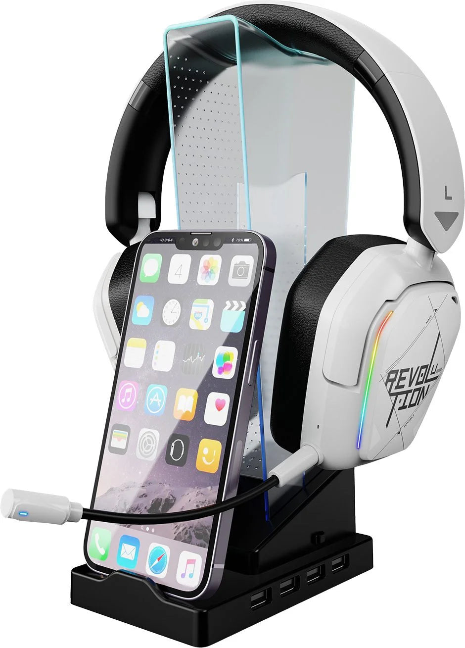 XTRIKE ME HT-09 HEADSET & PHONE STAND WITH 4 USB PORT AND LED LIGHT