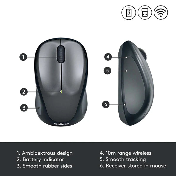 Logitech M235 Wireless Mouse | Sleek Grey 🖤, Vibrant Blue 🔵, Bold Red 🔴