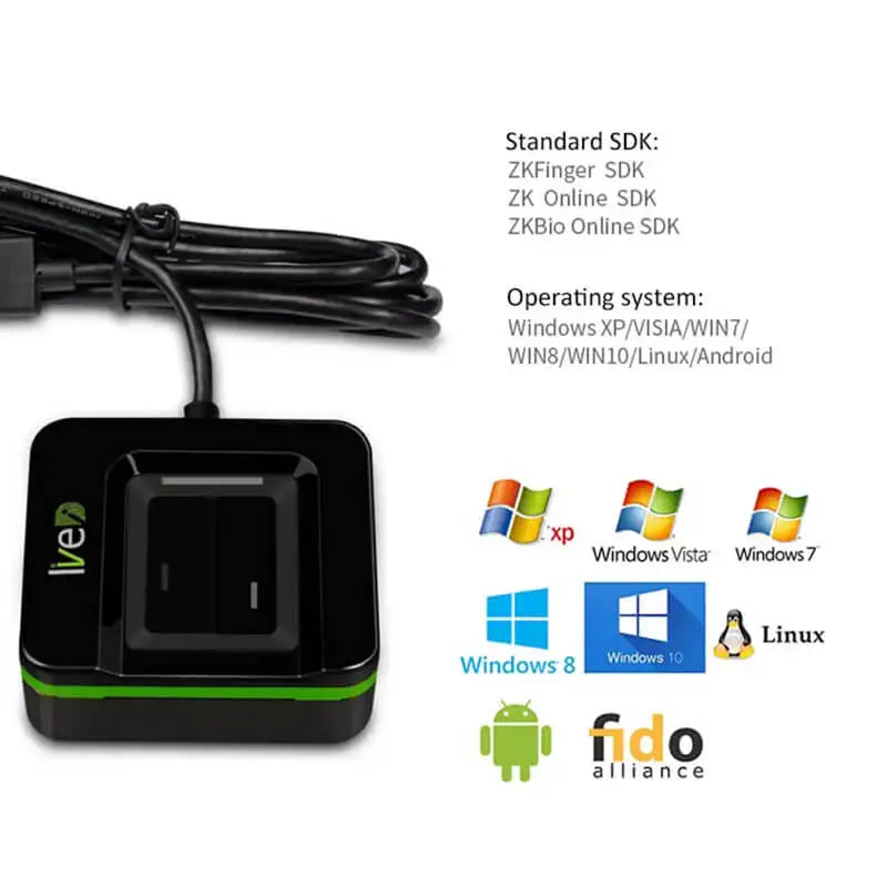 ZKT LIVE20R HIGH PERFORMANCE FINGERPRINT READER SYSTEM SUPPORTED (ANDROID, IOS, WINDOW, LINUX)