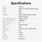 Vention USB 2.0 Active Extension Cable 10M