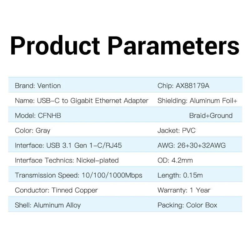Vention USB-C to Gigabit Ethernet Adapter