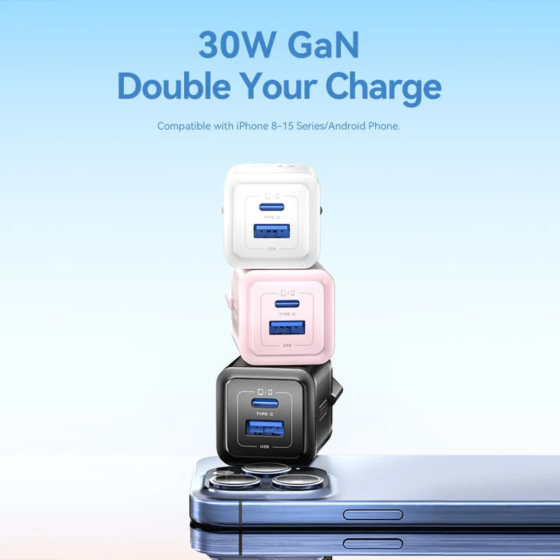 Vention 2-Port USB (C+A) GaN Charger (30W/30W) EU-Plug Black