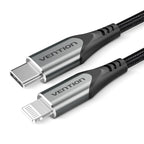 USB 2.0 C to Lightning Cable 1.5M Gray Aluminum Alloy Type MFI Apple Certified Cable
