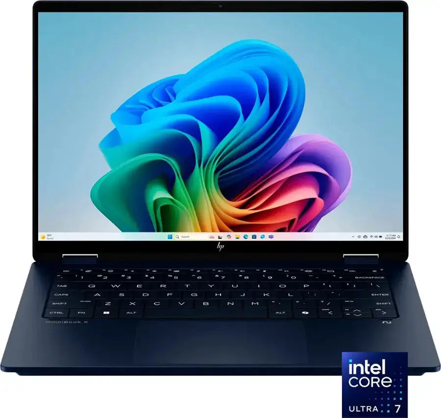 HP OmniBook X Flip FM0023DX Intel® Core™ Ultra 7 256V, 16GB Ram DDR5, 1TB SSD NVMe, Intel® Arc™ Graphics, 14" 2K (1920 x 1200) IPS Touch Screen, Backlit KB, Windows 11, Atmospheric Blue.
