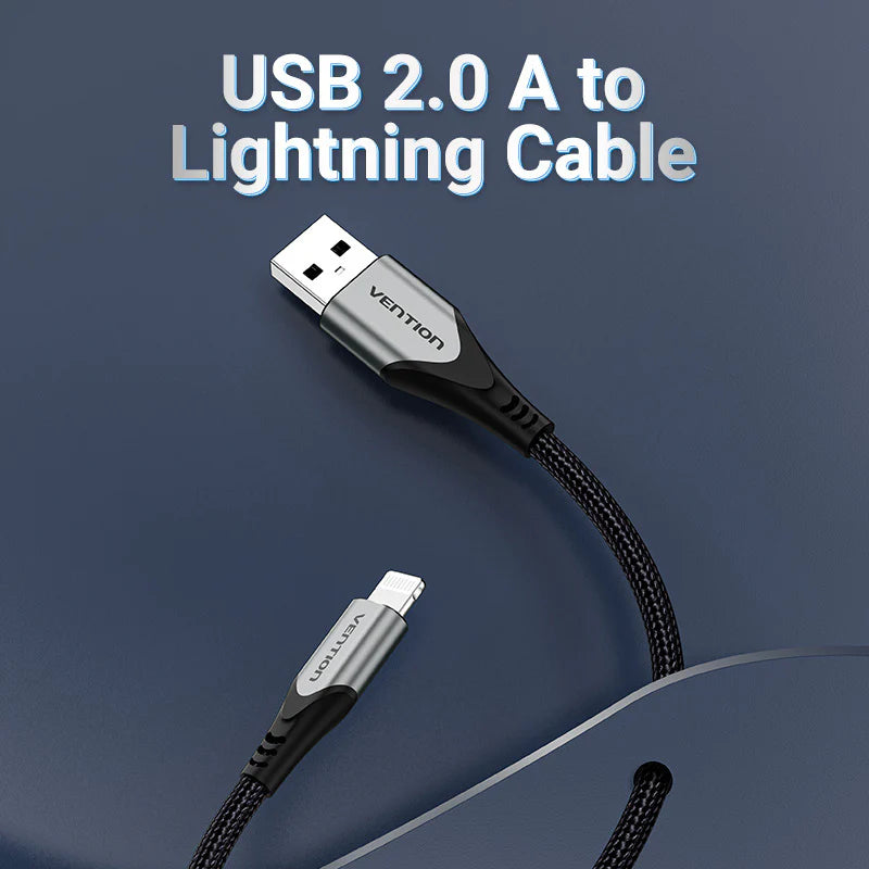 Cotton Braided USB 2.0 A to Lightning Cable 1.5M Gray Aluminum Alloy Type MFI Apple Certified Cable