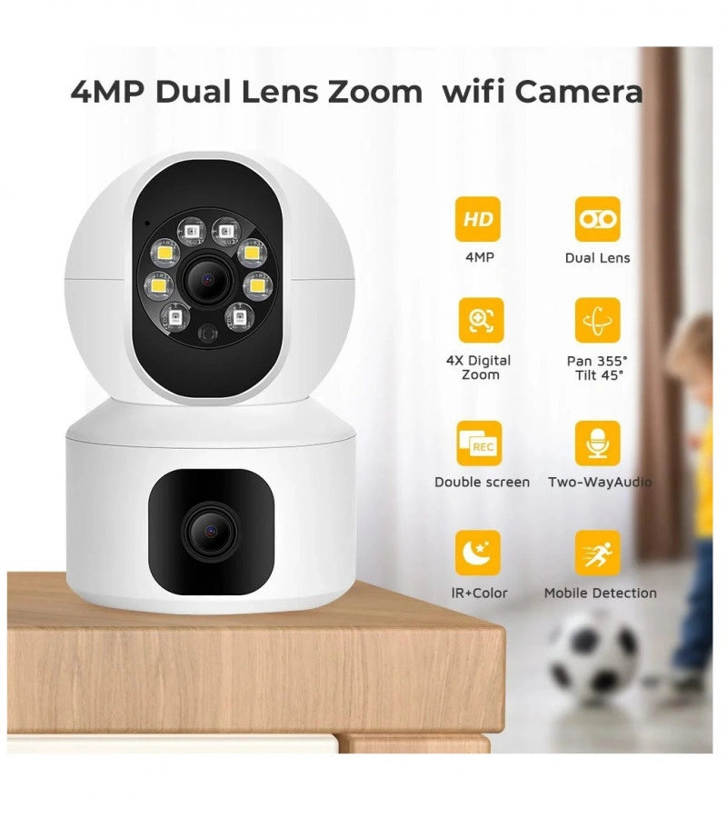 SPEED-X N9-2 HD SMART 4MP 2+2 WIFI DOUBLE LENS AUTO-TRACKING TOW WAY AUDIO IR NIGHT VISION CAMERA