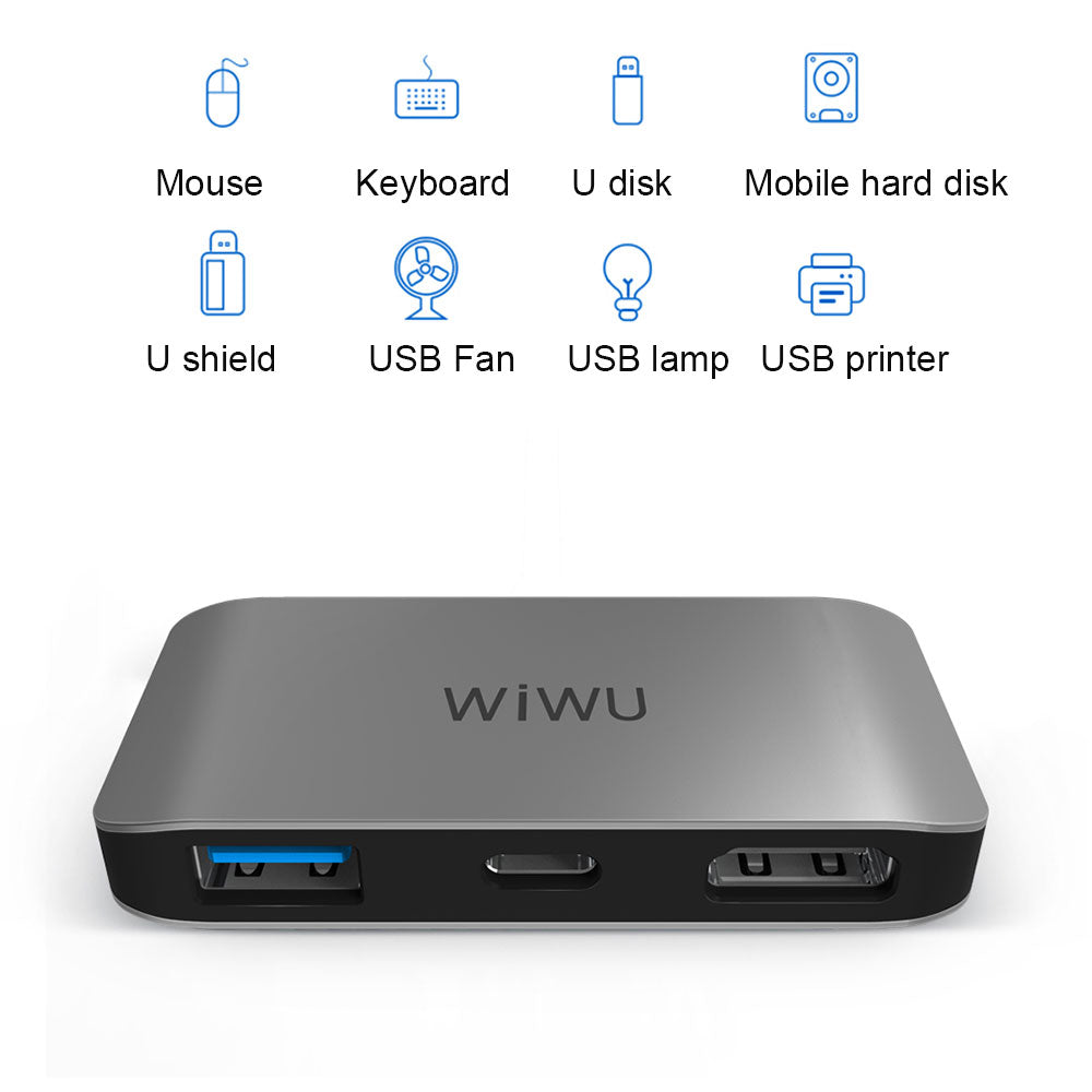 WIWU ALPHA C2H (1X USB 3.0, 1X TYPE-C, 1 X HDMI)