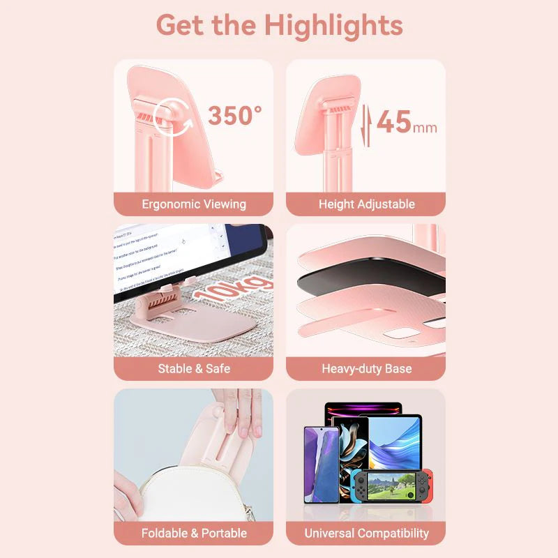 Vention Height Adjustable Tablet Stand for Desk Aluminum Alloy Type Pink