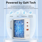Vention 3-Port USB (C+C+A) GaN Charger (100W/100W/30W) EU-Plug White