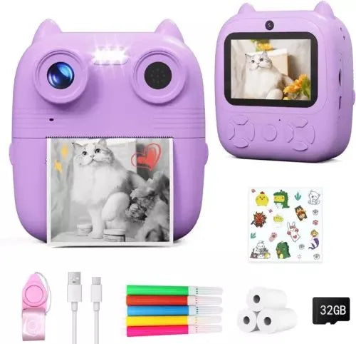 D8S CHILDRENS TIME FRONT/BACK REAR HD DIGITAL THERMAL PRINT CAMERA 1080P 48MP
