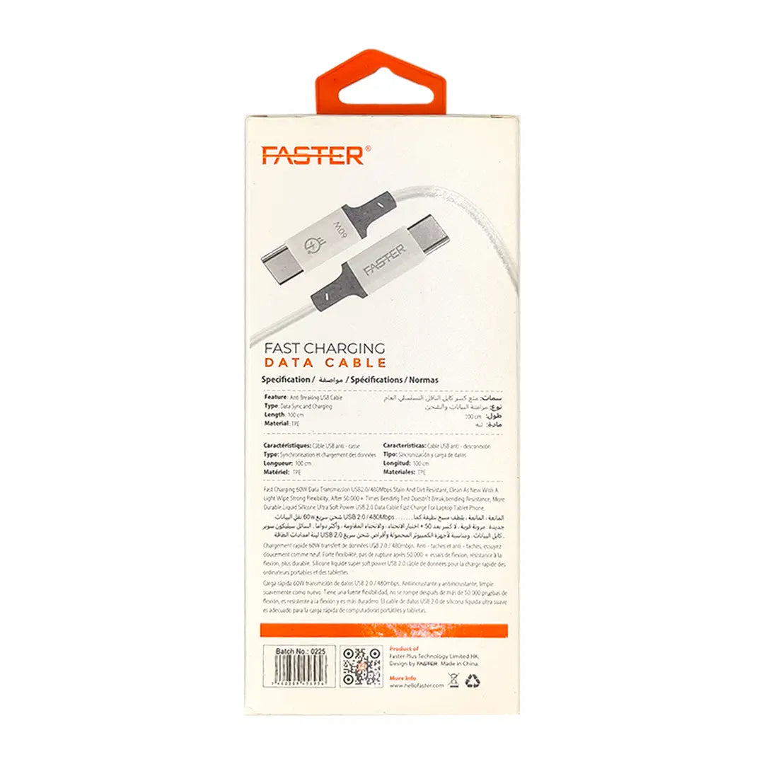 Faster FCTP3 Pro Type C To Type C Data Cable
