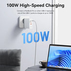 Vention 3-Port USB (C+C+A) GaN Charger (100W/100W/30W) EU-Plug White
