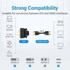 Vention DVI To HDMI Adapter Bi-Directional DVI D 24+1 Male To HDMI Female Cable Connector Converter For Projector HDMI To DVI | Gold Plated | ECCB0