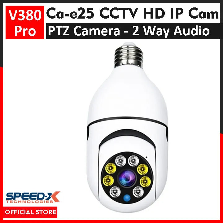 SPEED-X CA-E25 BULB CAMERA 1080P WIFI 360 DEGREE PANORAMIC NIGHT VISION TWO-WAY AUDIO MOTION DETECTION WITH V380 PRO APP