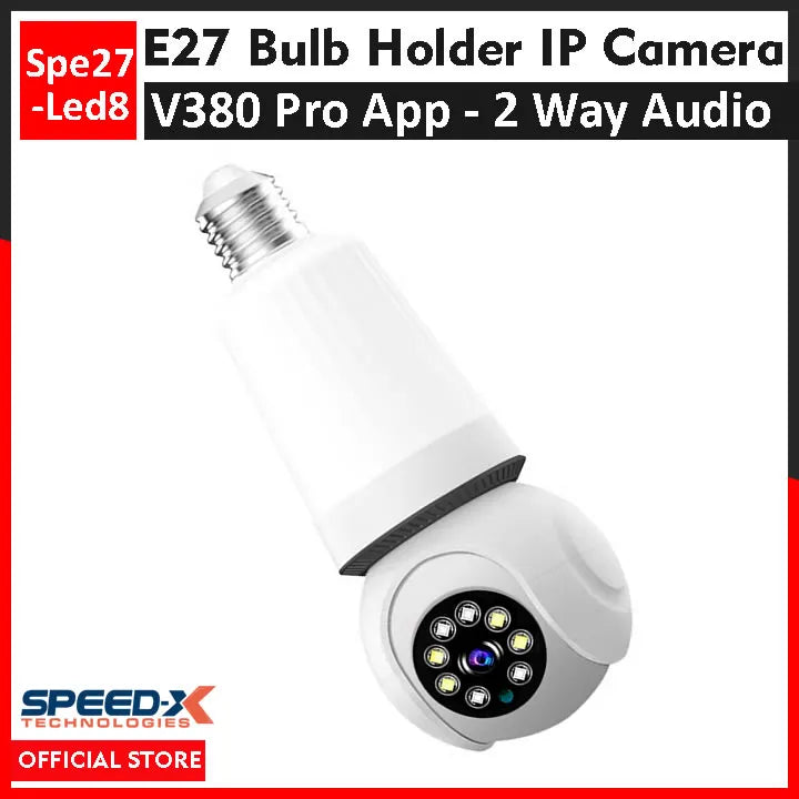 SPEED-X SPE27-LED8 BULB CAMERA WIFI PANORAMIC NIGHT VISION WITH V380 PRO APP