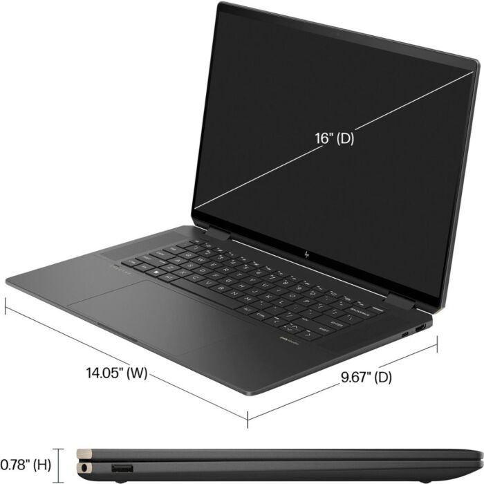 HP Spectre x360 16 AA0013dx - Intel Core Ultra 7 155H Processor 16-GB 1-TB SSD Integrated Intel ARC Graphics 16" WQXGA 1600p IPS UWVA 48-120Hz MicroEdge Touchscreen Convertible Display DTS:X Ultra Audio Backlit KB FPR TPM W11 (Nightfall Black, NEW)