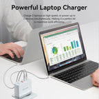 Vention 3-Port USB (C+C+A) GaN Charger (100W/100W/30W) EU-Plug White