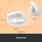 Logitech Lift Vertical Wireless Mouse – Comfort Meets Style (Gray, Black & Rose)