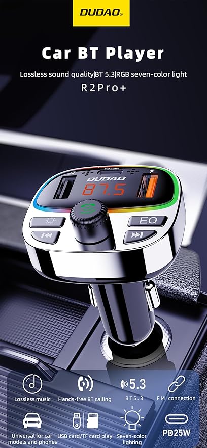 DUDAO R2PRO+ Bluetooth 5.3 FM Transmitter Car Adapter 49W