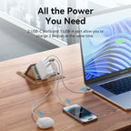 Vention 3-Port USB (C+C+A) GaN Charger (100W/100W/30W) EU-Plug White