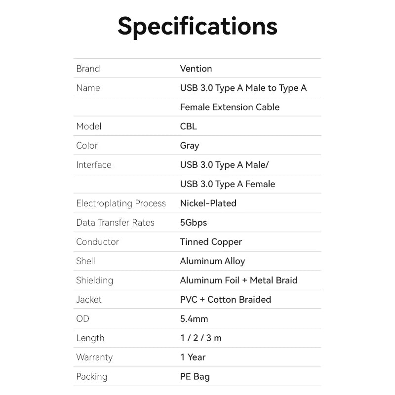 Vention USB 3.0 Extension Cable 3M