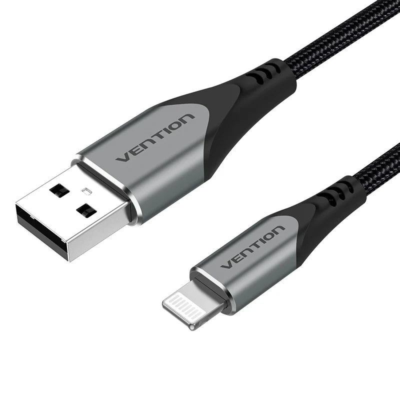 Cotton Braided USB 2.0 A to Lightning Cable 1.5M Gray Aluminum Alloy Type MFI Apple Certified Cable