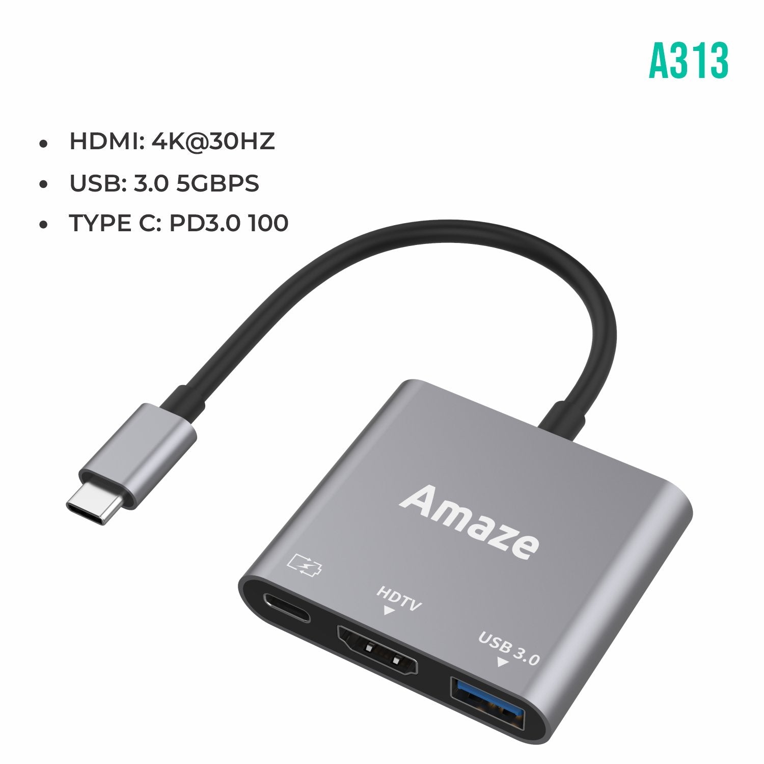 AMAZE 3-in-1 Type C Hub Adapter A313