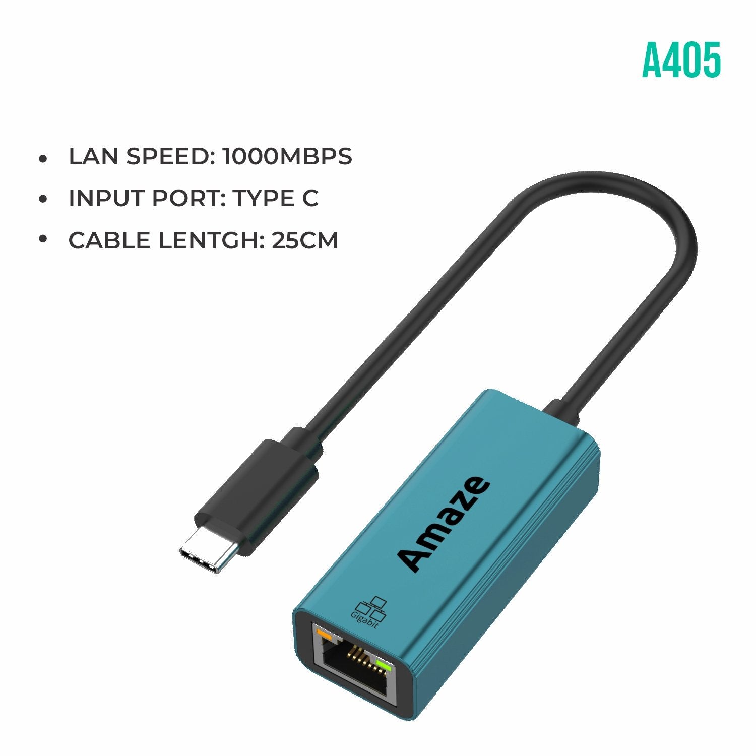 AMAZE TYPE C TO GIGABIT ETHERNET ADAPTER A405