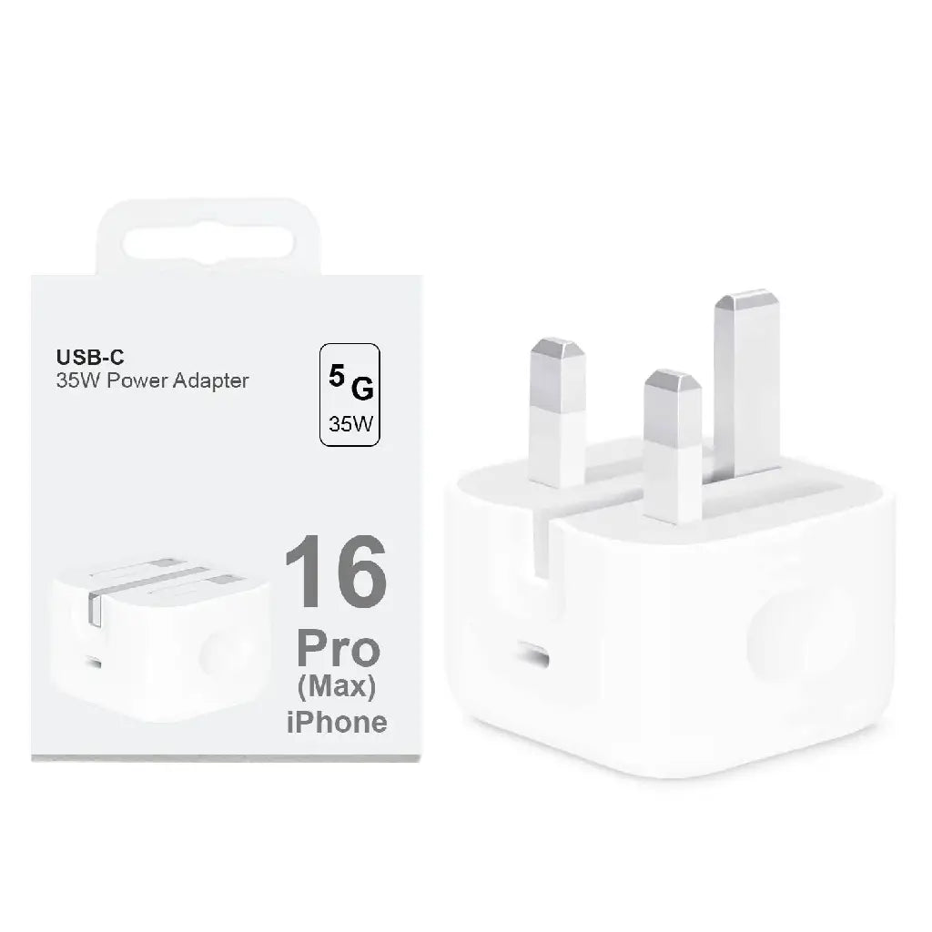 Apple 35W USB-C fast charger with UK three-pin plug for iPhone 16 Pro Max 5G