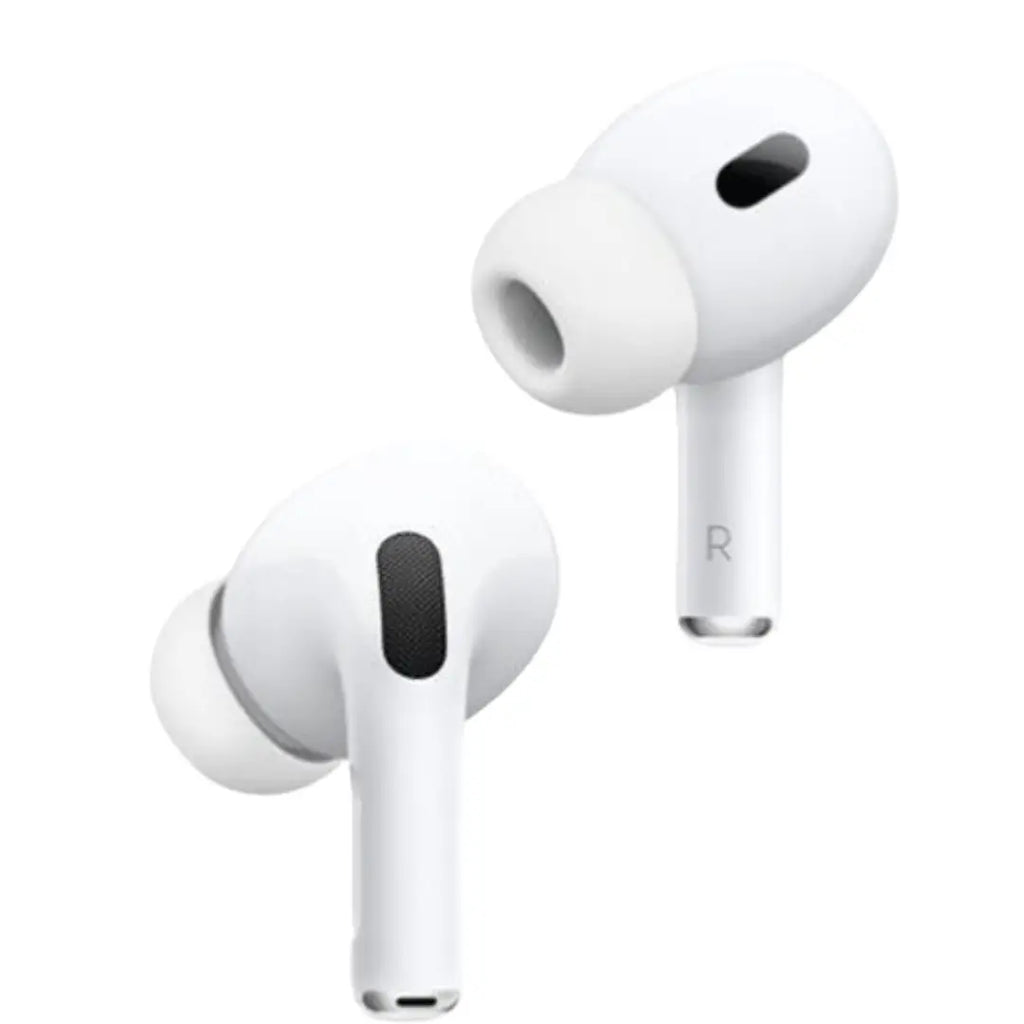 White wireless earbuds on a white background