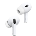 White wireless earbuds on a white background