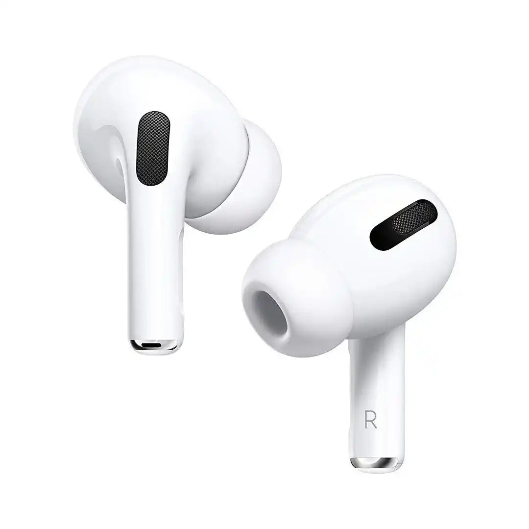 White wireless earbuds on a white background