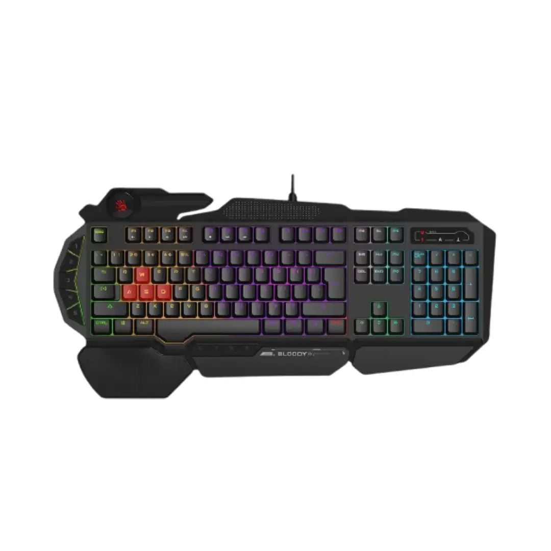 Gaming keyboard with RGB lighting on a white background