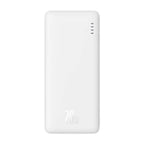 Baseus Airpow PPQD090002 20W power bank front view in white with LED battery indicators and minimalist travel-friendly design.
