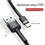 Baseus Cafule Fast Charging Cable USB To Type C 3A Gray + Black