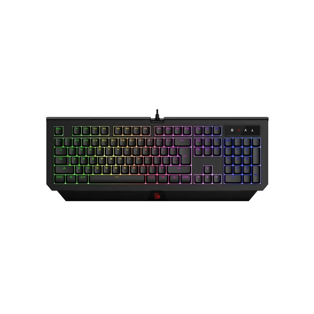 Gaming keyboard with RGB backlighting on a white background