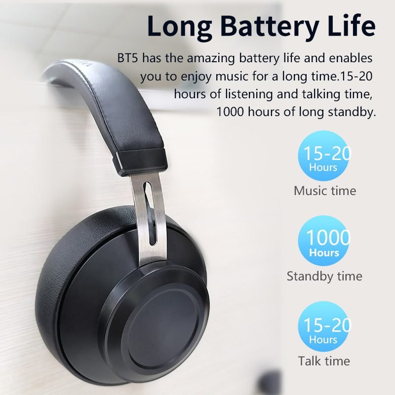 Product Title Bluedio BT5 Wireless Bluetooth 5.0 Headphones – Dual 57mm Drivers, 20-Hour Playtime & Built-in HD Mic
